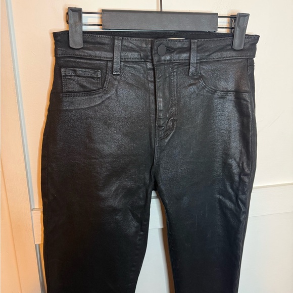L’Agence Marty High Rise Black Noir Coated Flare Jeans - Picture 9 of 10